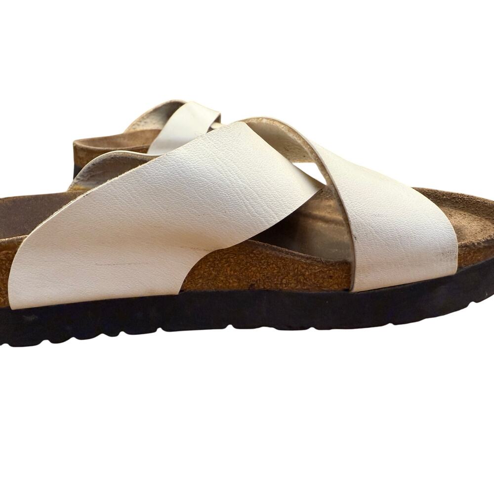 Betula by Birkenstock Leather Criss Cross Slide Sandals Women’s Size 9 White - Picture 9 of 11